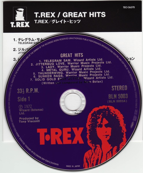 CD & lyrics, T Rex (Tyrannosaurus Rex) - Great Hits